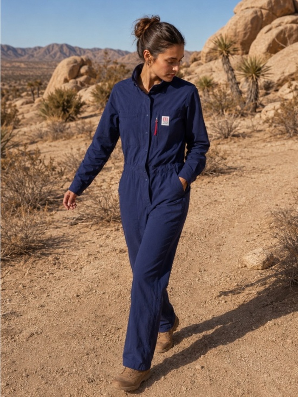 TOPO designs navy blue coverall jumpsuit